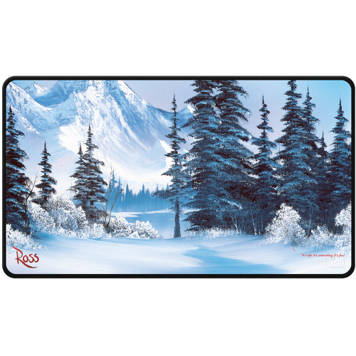 Ultra PRO Bob Ross - Winter Paradise Black Stitched Playmat for Tabletop Gaming