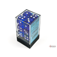 Chessex Translucent Blue/White 16mm D6 Dice Block (12...
