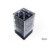 Chessex Opaque Black/White 16mm D6 Dice Block (12...