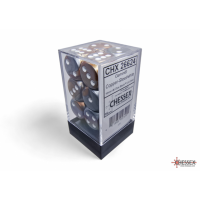 Chessex Gemini Copper-Steel/White 16mm D6 Dice Block (12...