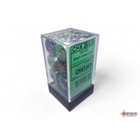 Chessex Gemini Black-Green/Gold 16mm D6 Dice Block (12...
