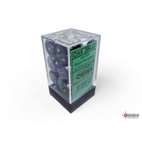 Chessex Gemini Black-Grey/Green 16mm D6 Dice Block (12...