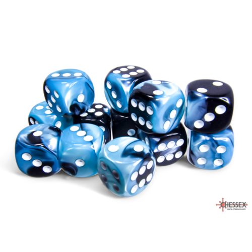 Chessex Gemini Black-Shell/White 16mm D6 Dice Block (12 Würfel)