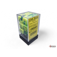 Chessex Gemini Green-Yellow/Silver 16mm D6 Dice Block (12...