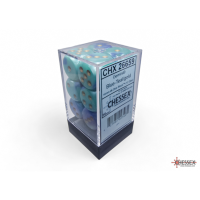 Chessex Gemini Blue-Teal/Gold 16mm D6 Dice Block (12...