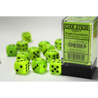 Chessex Vortex Bright Green/Black 16mm D6 Dice Block (12...