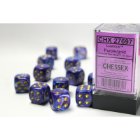 Chessex Lustrous Purple/Gold 16mm D6 Dice Block (12...