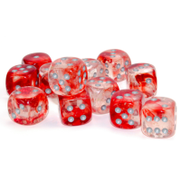 Chessex Nebula Red/Silver Luminary 16mm D6 Dice Block (12...