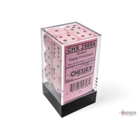 Chessex Opaque Pastel Pink/Black 16mm D6 Dice Block (12...