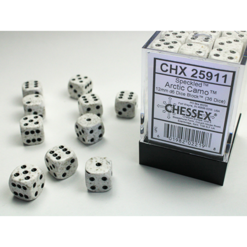 Chessex Speckled Arctic Camo 12mm D6 Dice Block (36 Würfel)