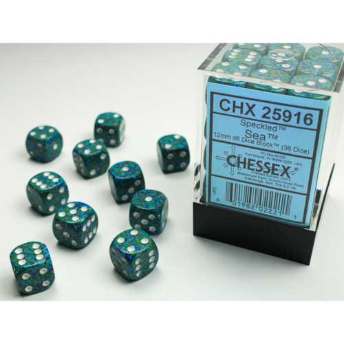 Chessex Speckled Sea 12mm D6 Dice Block (36 Würfel)
