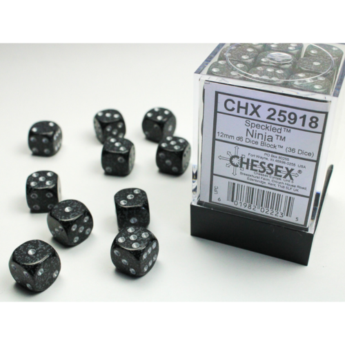 Chessex Speckled Ninja 12mm D6 Dice Block (36 Würfel)