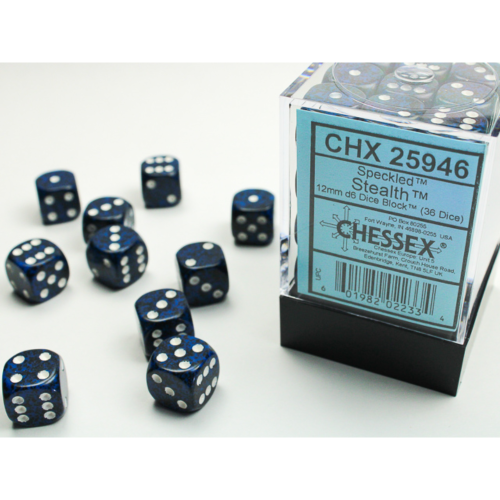 Chessex Speckled Stealth 12mm D6 Dice Block (36 Würfel)