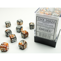 Chessex Gemini Copper-Steel/White 12mm D6 Dice Block (36...