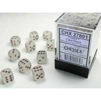 Chessex Frosted Clear/Black 12mm D6 Dice Block (36...