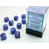 Chessex Vortex Blue/Gold 12mm D6 Dice Block (36 Würfel)