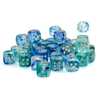 Chessex Nebula Oceanic/Gold Luminary 12mm D6 Dice Block...