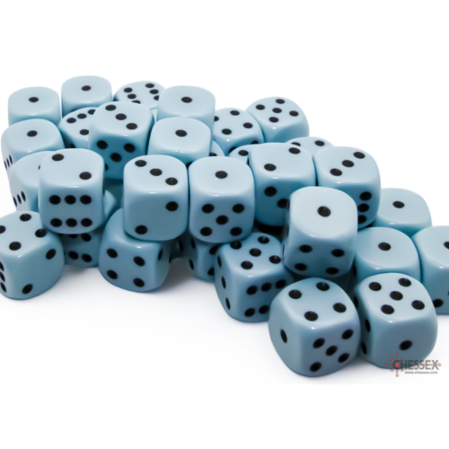 Chessex Opaque Pastel Blue/Black 12mm D6 Dice Block (36 Würfel)