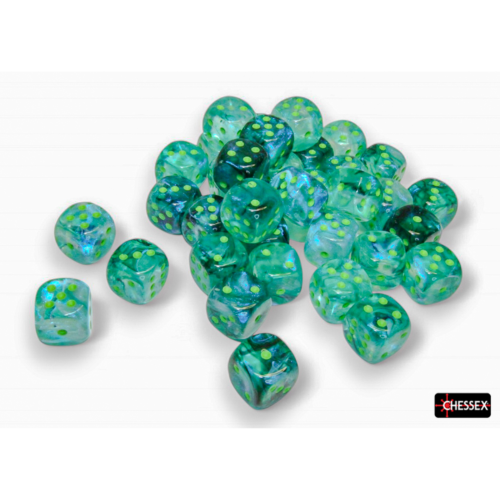 Chessex Borealis Kelp/Light Green Luminary 12mm D6 Dice Block (36 Würfel)