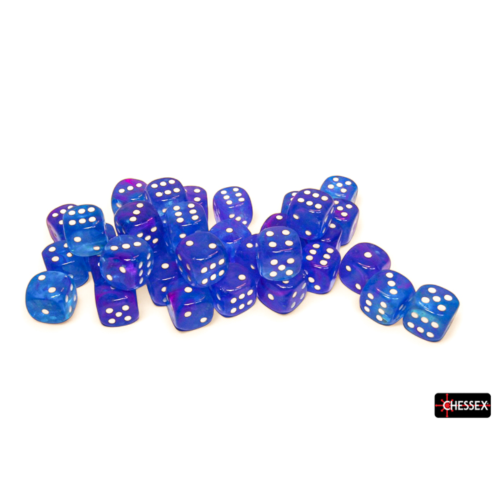 Chessex Nebula Aura/White Luminary 12mm D6 Dice Block (36 Würfel)