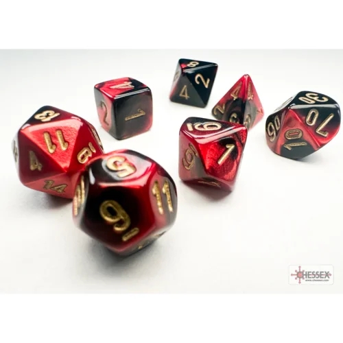 Chessex Gemini Mini-hedral Purple-Red/Gold 7-Dice Set