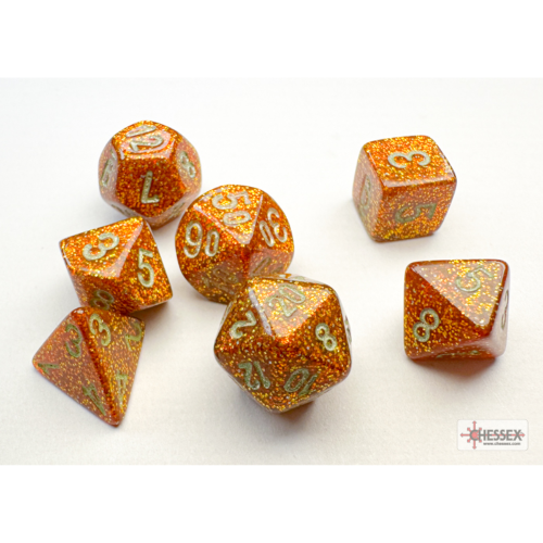 Chessex Glitter Mini-hedral Gold/Silver 7-Dice Set