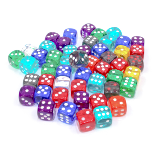 Chessex Bag of 50 Assorted Loose Translucent 12mm D6 Dice