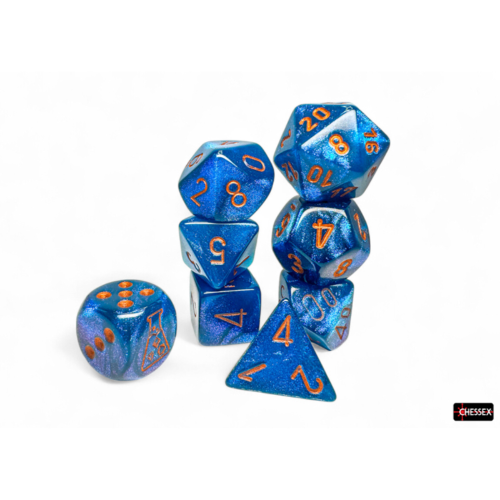 Chessex Borealis Midnight/Copper Polyhedral 7-Dice Set (with bonus die)