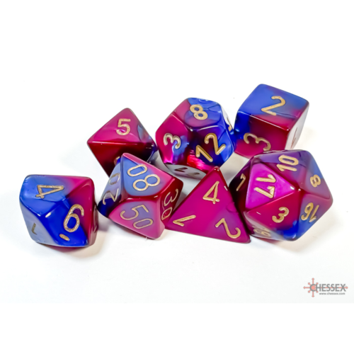 Chessex Gemini Blue-Purple/Gold Polyhedral 7-Dice Set