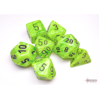 Chessex Vortex Bright Green/Black Polyhedral 7-Dice Set