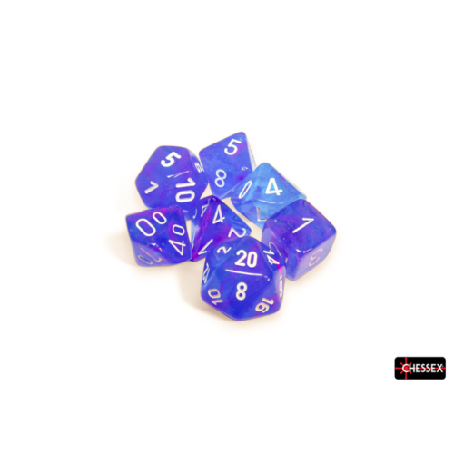 Chessex Nebula Aura/White Luminary Polyhedral 7-Dice Set