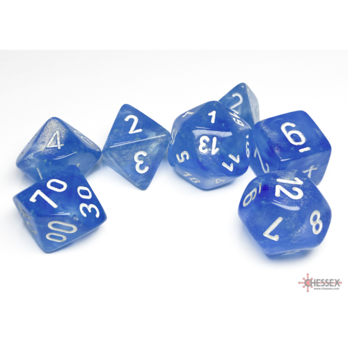 Chessex Borealis Sky Blue/White Luminary Polyhedral 7-Dice Set