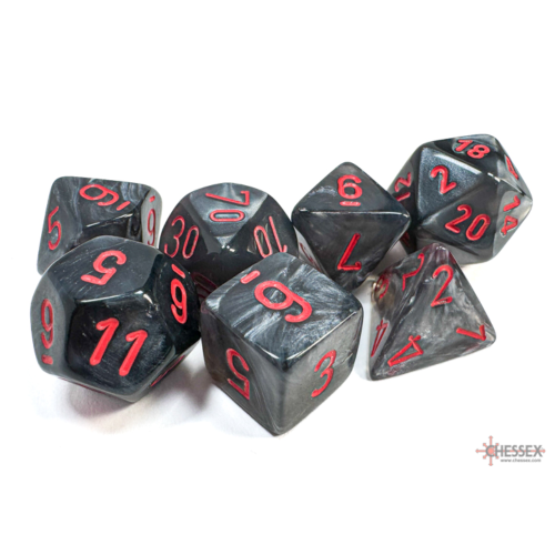 Chessex Velvet Black/Red Polyhedral 7-Dice Set