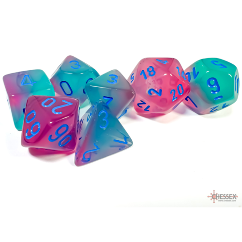 Chessex Gemini Gel Green-Pink/Blue Polyhedral 7-Dice Set