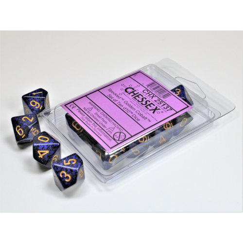 Chessex Speckled Golden Cobalt Set of Ten D10s