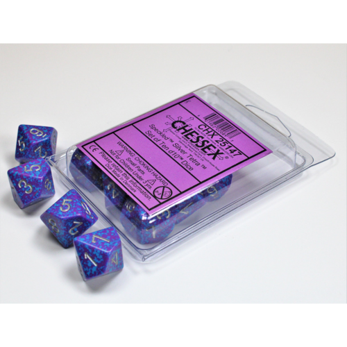 Chessex Speckled Silver Tetra Set of Ten D10s