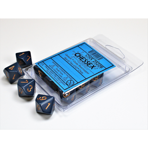 Chessex Opaque Dusty Blue/Copper Set of Ten D10s