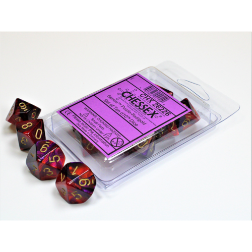 Chessex Gemini Purple-Red/Gold Set of Ten D10s