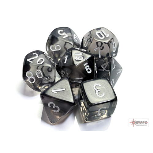 Chessex Translucent Smoke/White Polyhedral 7-Dice Set