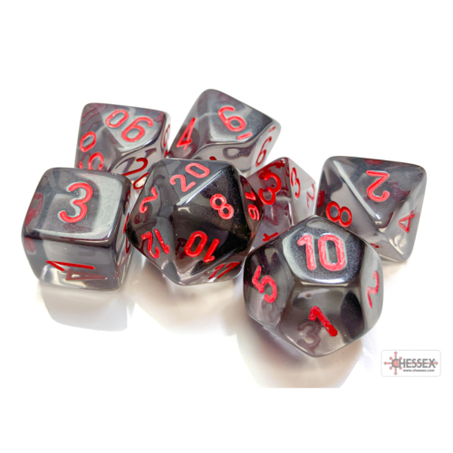 Chessex Translucent Smoke/Red Polyhedral 7-Dice Set