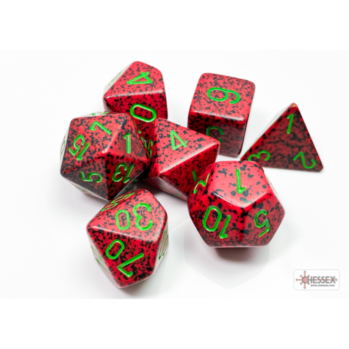 Chessex Speckled Strawberry Polyhedral 7-Dice Set
