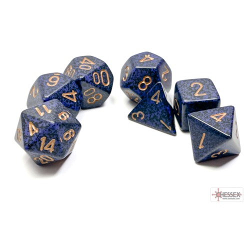 Chessex Speckled Golden Cobalt Polyhedral 7-Dice Set