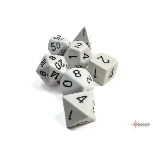 Chessex Opaque White/Black Polyhedral 7-Dice Set