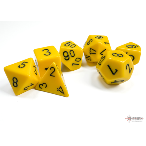 Chessex Opaque Yellow/Black Polyhedral 7-Dice Set