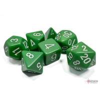 Chessex Opaque Green/White Polyhedral 7-Dice Set