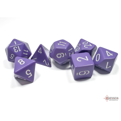 Chessex Opaque Purple/White Polyhedral 7-Dice Set