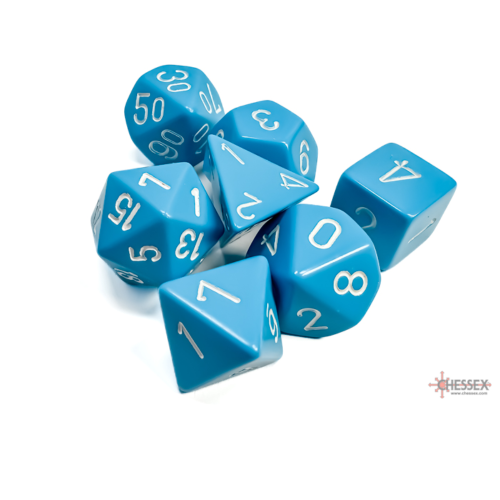 Chessex Opaque Light Blue/White Polyhedral 7-Dice Set