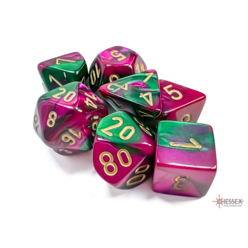 Chessex Gemini Green-Purple/Gold Polyhedral 7-Dice Set