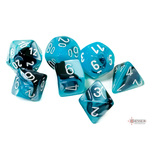 Chessex Gemini Black-Shell/White Polyhedral 7-Dice Set