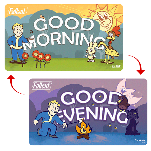Ultra PRO Fallout - Vault Boy - Good Morning/Good Evening Double-Sided Playmat for Tabletop Gaming